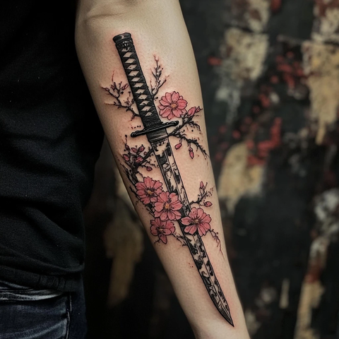 樱花刀刃刺青纹身