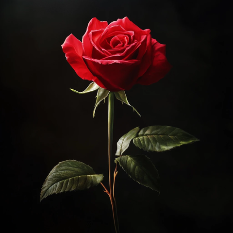 红玫瑰黑色背景数字画