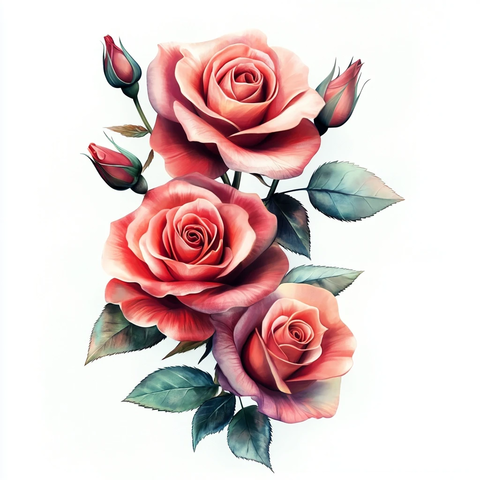 三朵玫瑰与小叶设计