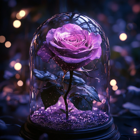 神秘紫光玫瑰玻璃罩