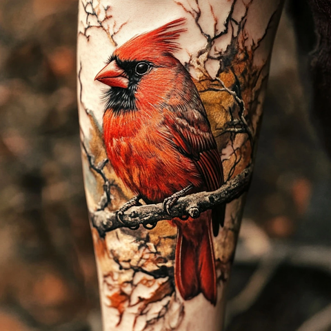 红腹啄木鸟纹身设计