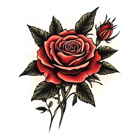 西班牙玫瑰纹身图案