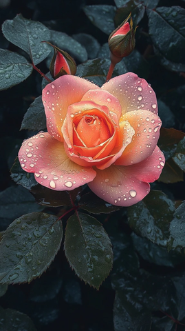 清晨露珠玫瑰花瓣