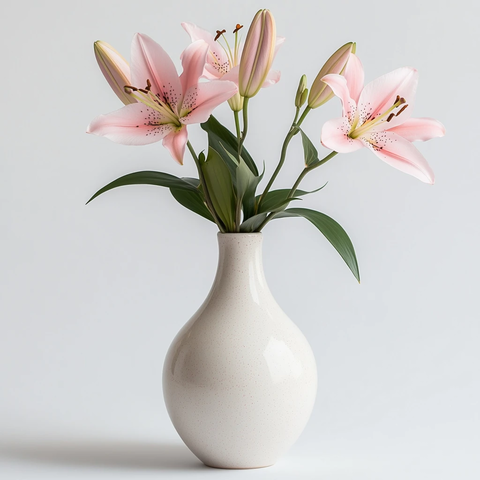 陶瓷花瓶粉色百合