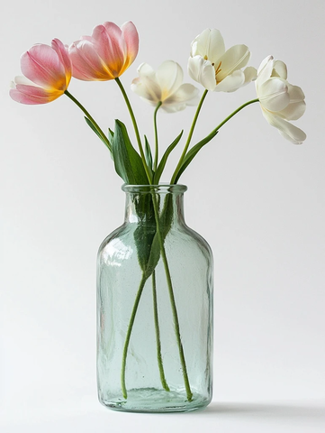 透明瓶中插花实景