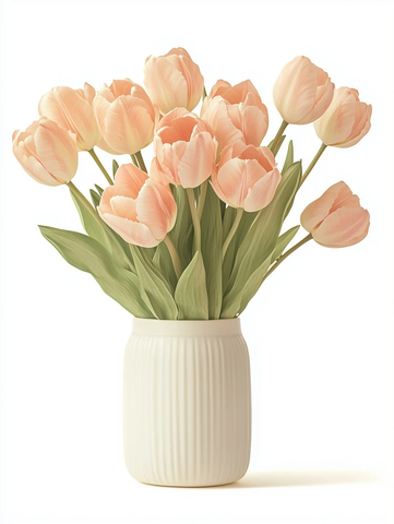 粉色郁金香白瓷花瓶插花