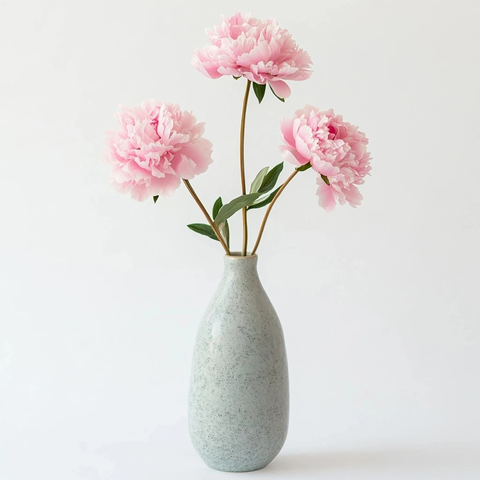 粉色牡丹花窄口花瓶