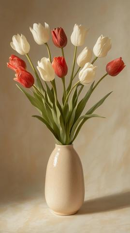 长茎粉色渐变郁金香花束