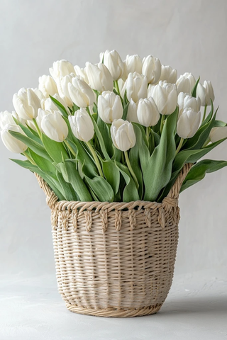 白色郁金香花篮