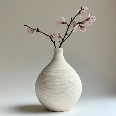 陶瓷花瓶粉色花朵雕刻