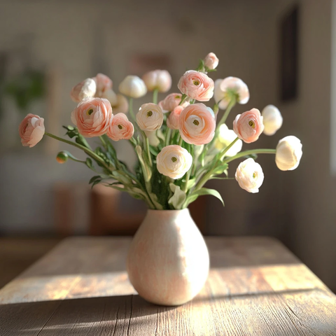 粉色芍药与郁金香花瓶插花