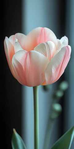 单支白粉渐变蕾丝郁金香