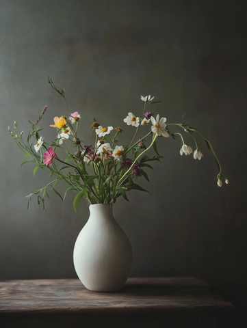 手工陶瓷花瓶插野花