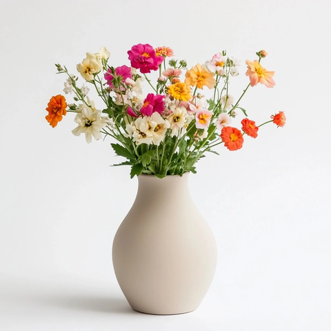 白底贝壳纹花瓶插花