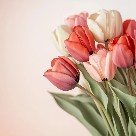 部分可见的郁金香花束