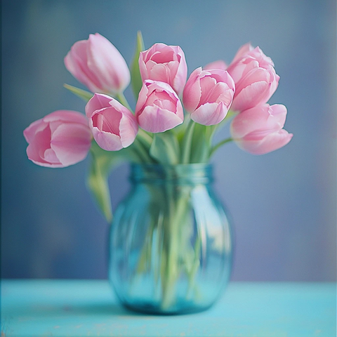 粉色郁金香玻璃瓶