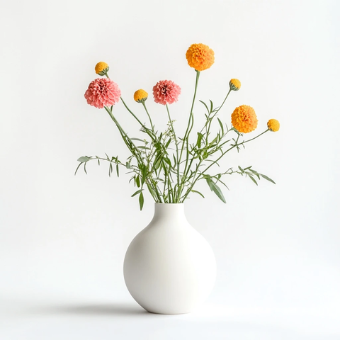 粉色洋甘菊陶瓷花瓶插花