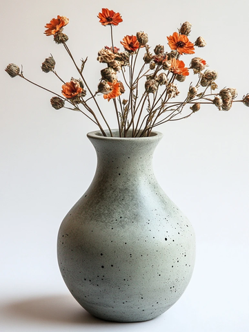 混凝土花瓶插干花摆件