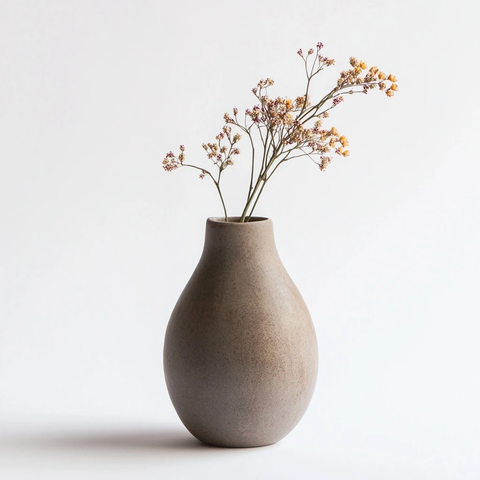 烧制陶土花瓶插花
