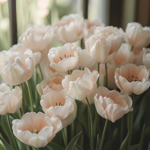 白色郁金香与芍药花