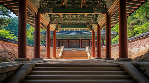 古建筑走廊及建筑远景