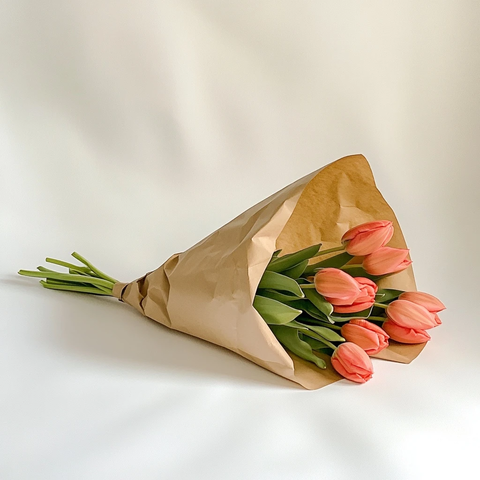 朵棕纸包裹的郁金香