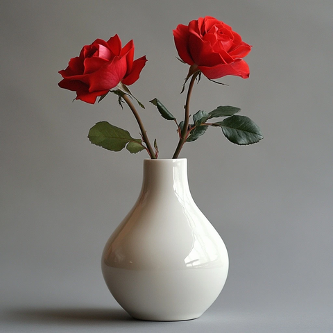 白瓷花瓶红玫瑰