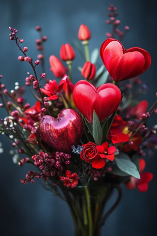 心形花束插花艺术