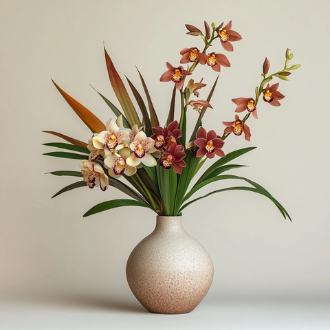 现代花瓶与新西兰兰花插花