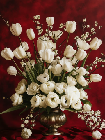 白郁金香与银莲花开