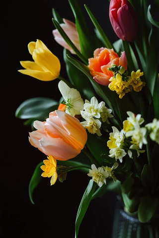 春季花束与绿植组合