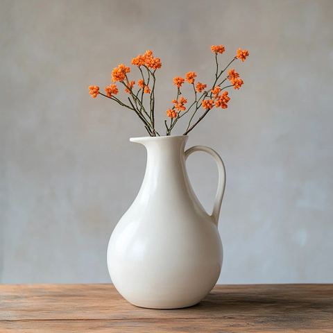 白色陶瓷花瓶木桌静物