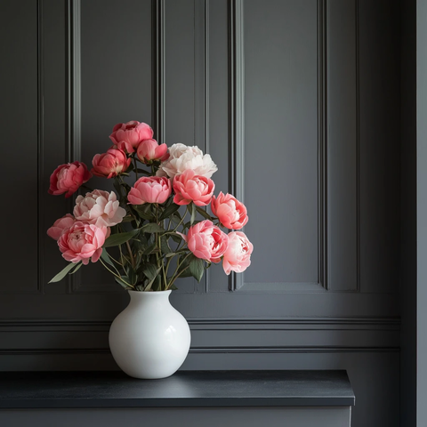 珊瑚牡丹白瓶静物