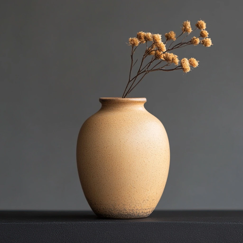 陶瓷花瓶与干花组合