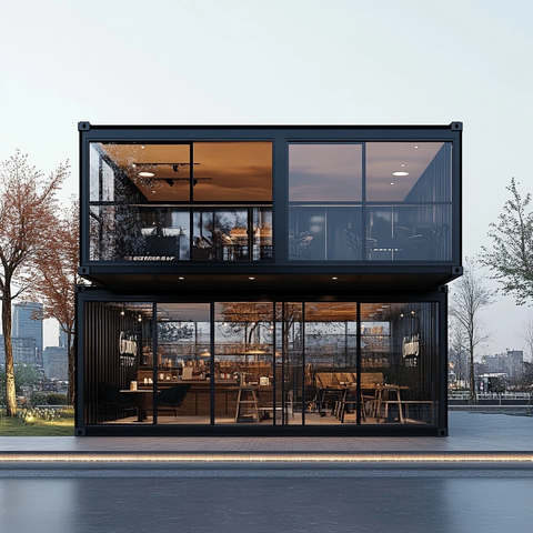 双层集装箱咖啡厅前视图