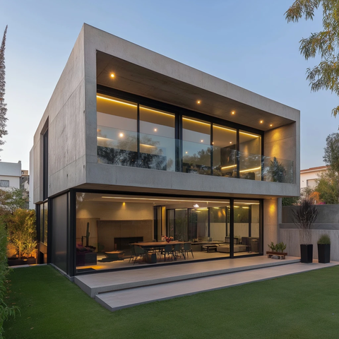 两层混凝土住宅黑色隔断