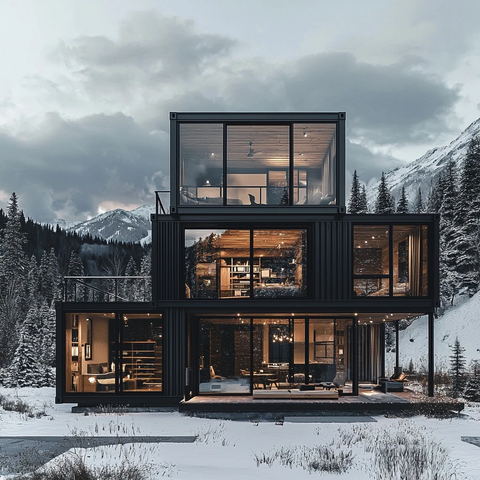 多层玻璃木质容器住宅