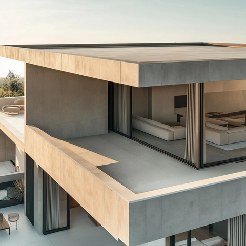 现代混凝土斜屋顶结构