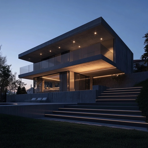 两层住宅带地下车库和屋顶花园