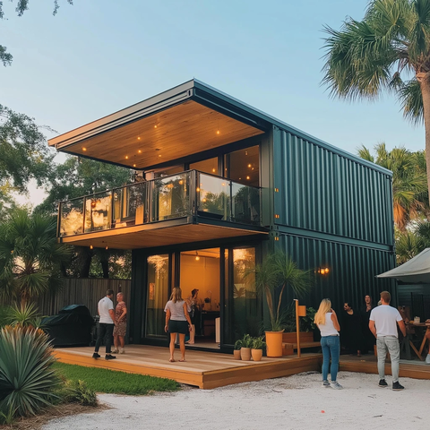 容器房屋展示人群参观