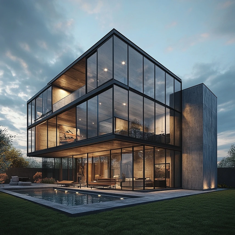 全景玻璃墙三层住宅