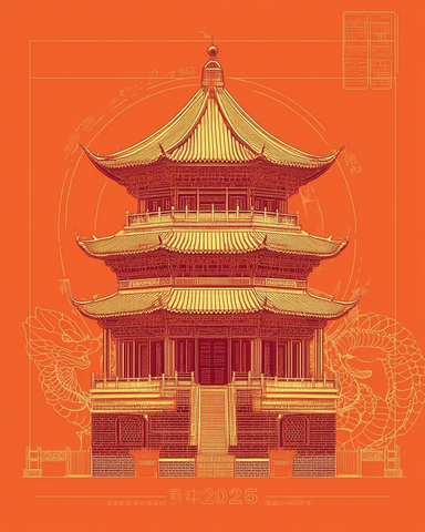 中国风古建筑黄鹤楼设计图