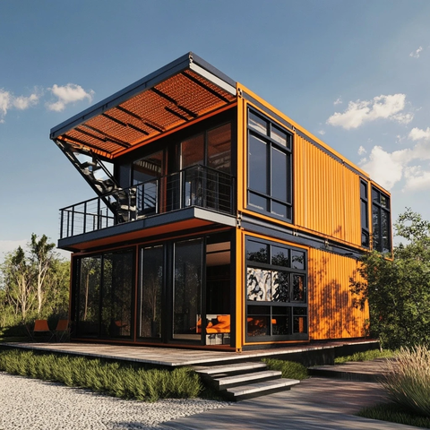 形集装箱住宅三维渲染