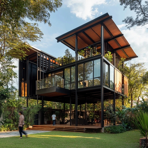 钢结构高屋顶现代住宅