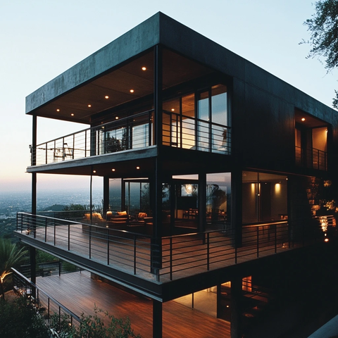 钢结构玻璃阳台工业风