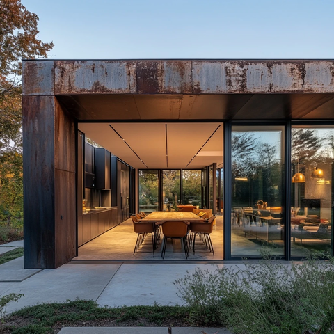 钢结构餐厅连接主屋