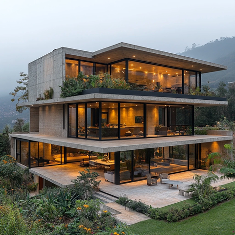 混凝土木石植物山景