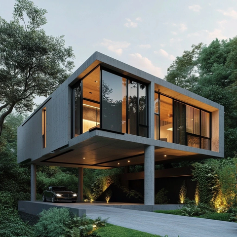 倾斜混凝土柱抬升住宅