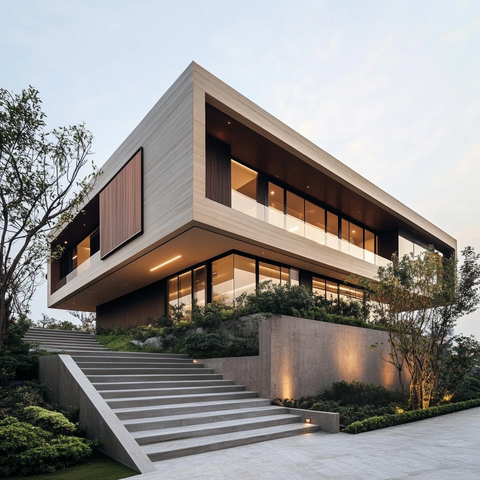 形三层别墅依山而建