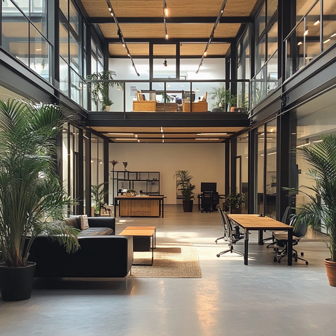 双层开放办公空间共享区域